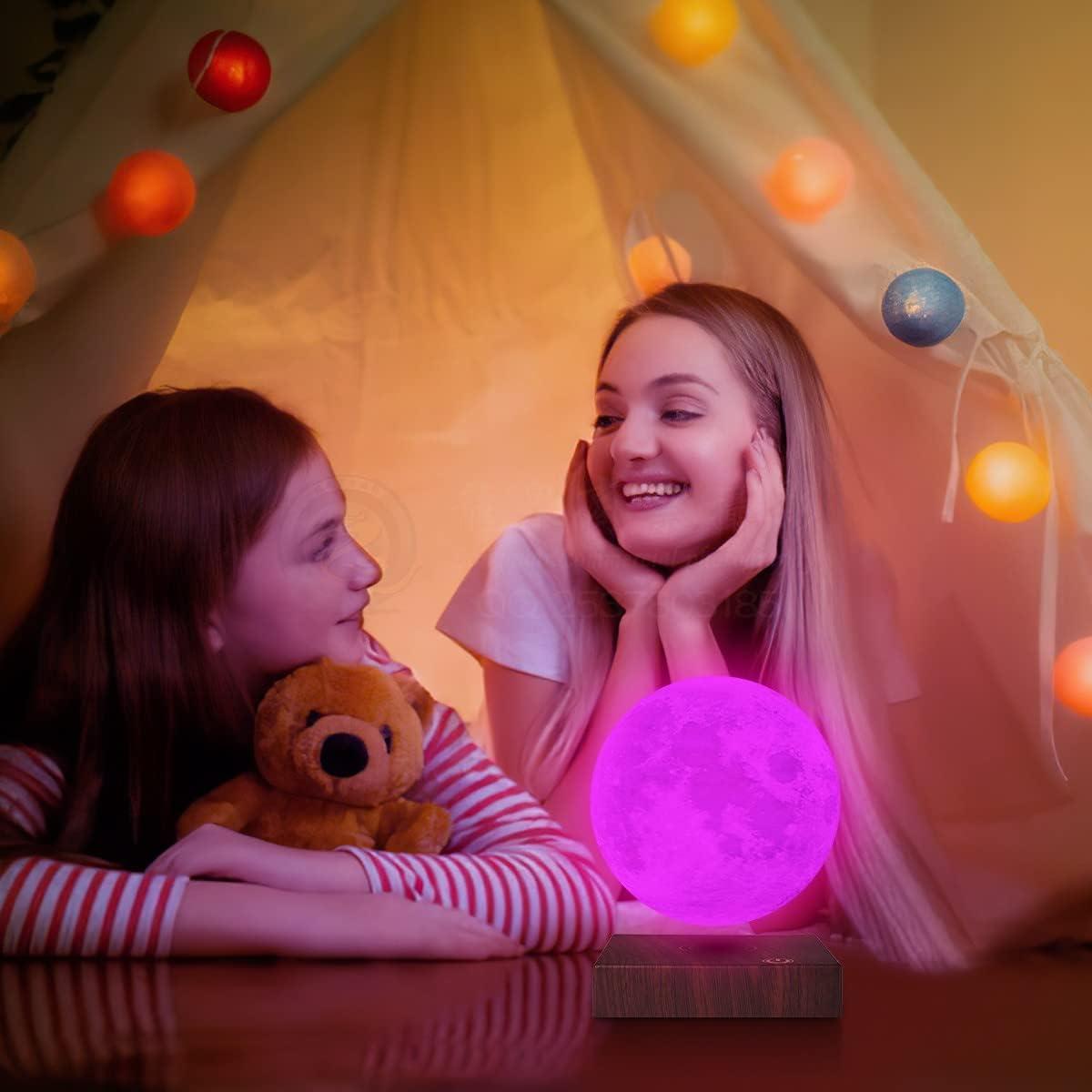 VGAzer Moon Lamp 3D Printing Magnetic Levitating Moon Light Lamps for Home、Office Decor, Creative Gift-6 Inch,Has 16 Colors 20 Modes