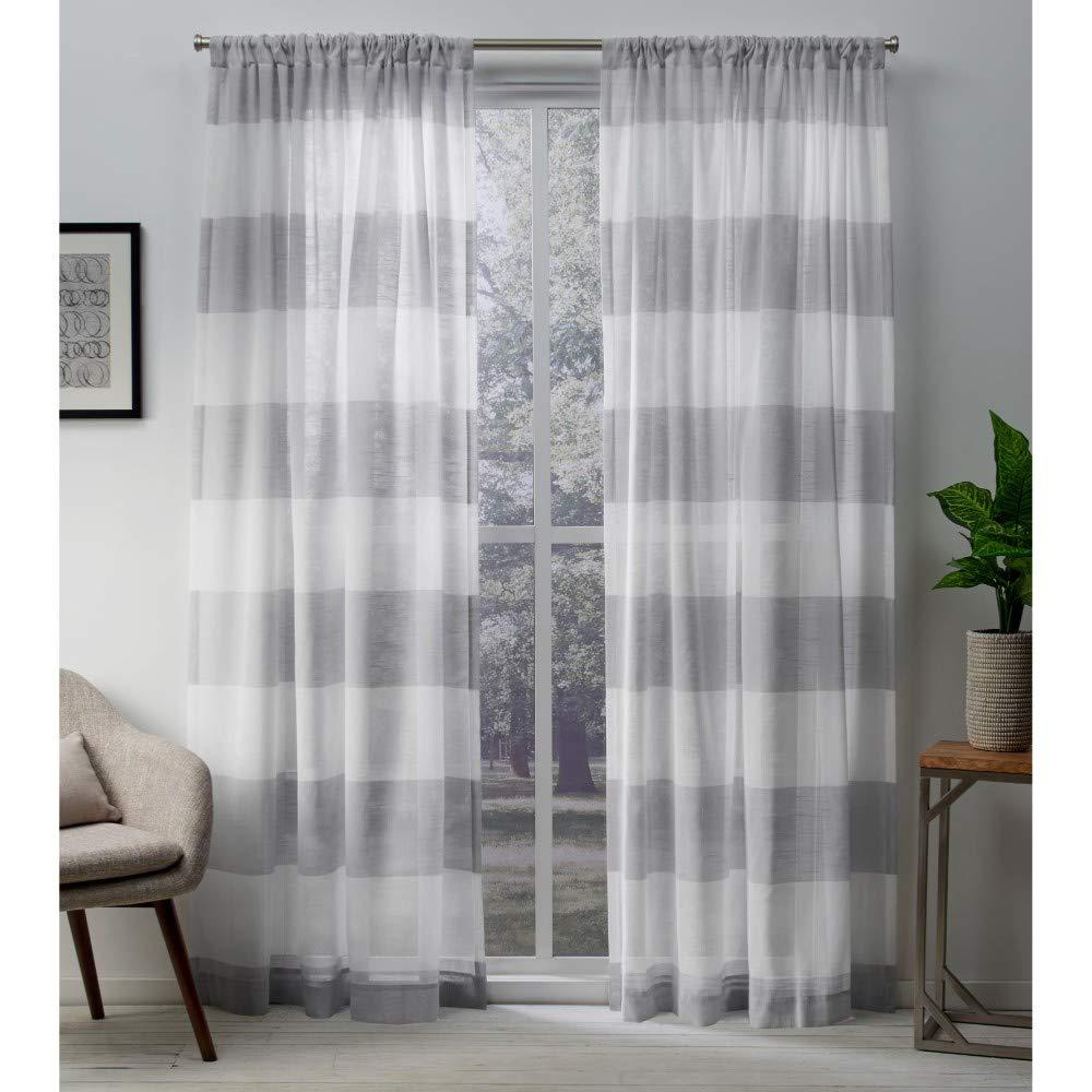 Set of 2 (84"x54") Darma Rod Pocket Window Curtain Panel Light Gray - Exclusive Home: Modern Light Filtering Stripes