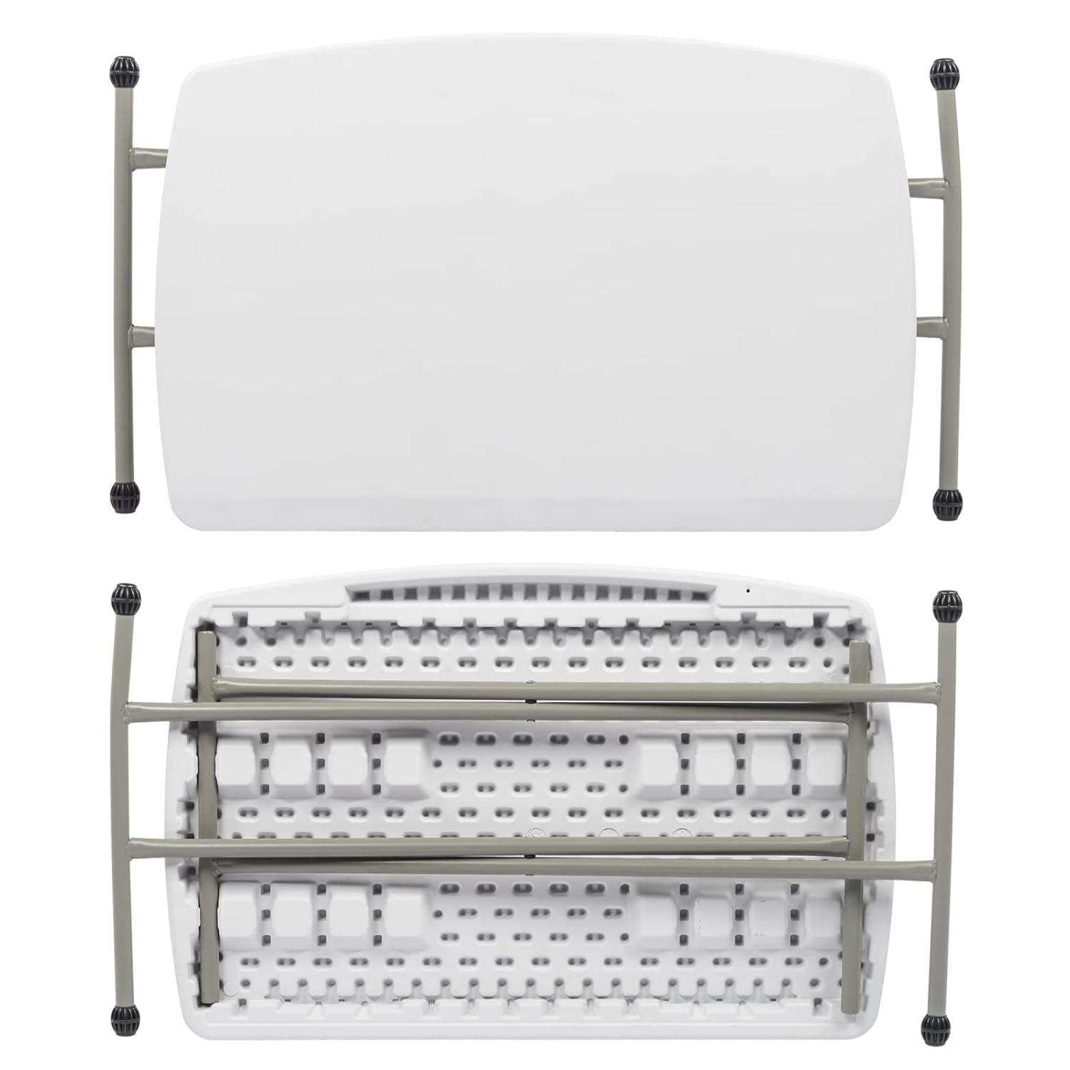 30'' Plastic Folding Tables Rectangular Utility Table Adjustable Height White