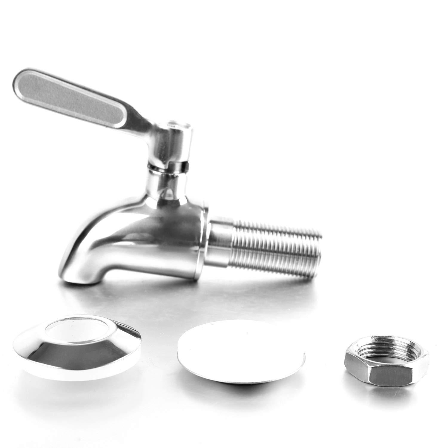 Polished Stainless Steel Beverage Dispenser Replacement Spigot Set