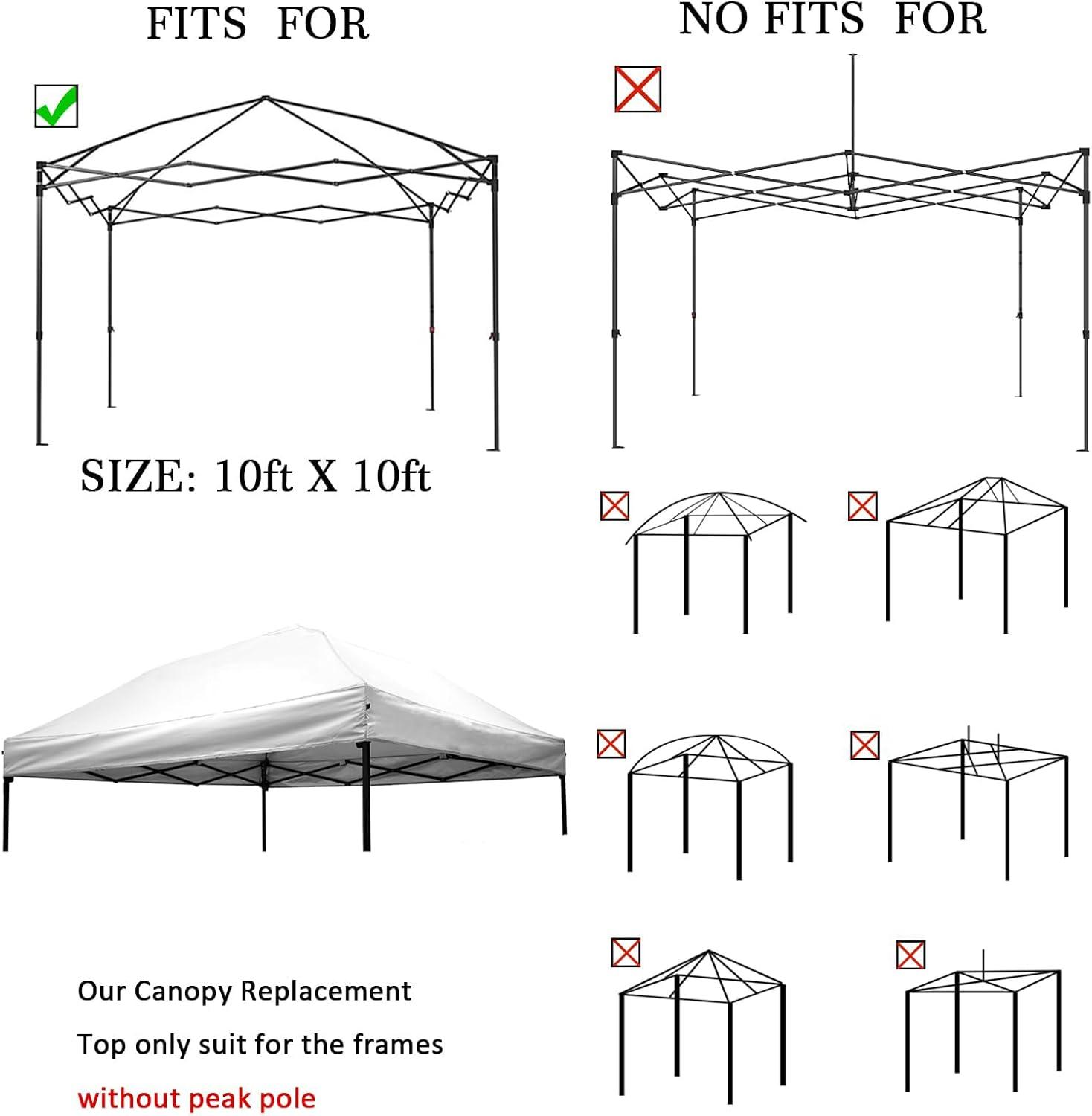 10x10 Canopy Replacement top,10x10ft Pop Up Canopy Top Cover,Silver Coated Replacement Canopy top for Straight Leg Canopy Frame,Beige(1 PCS Top Cover Only)