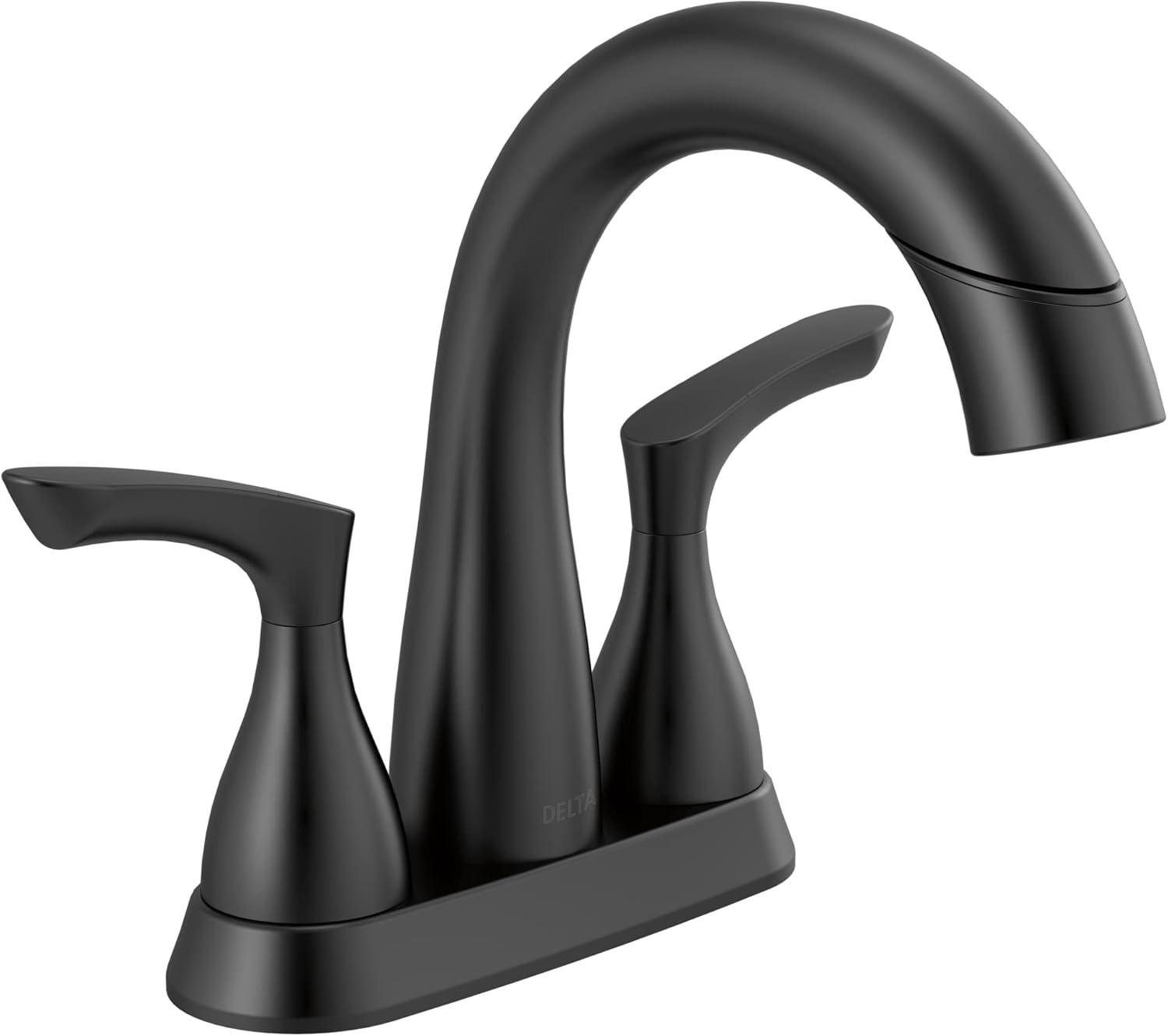 Matte Black Stainless Steel Double Handle Bathroom Faucet