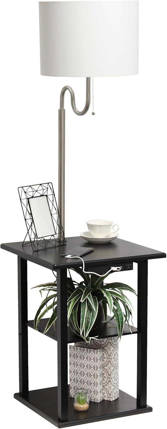 57" Modern 2-Tier End Table Floor Lamp Combination with 2 USB Charging Ports and Power Outlet - Simple Designs