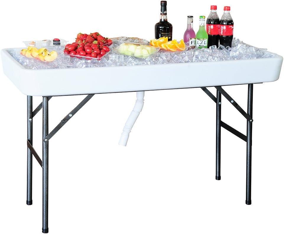 Modern Home 4' Portable Folding Party Ice Bin Table with Skirt - White