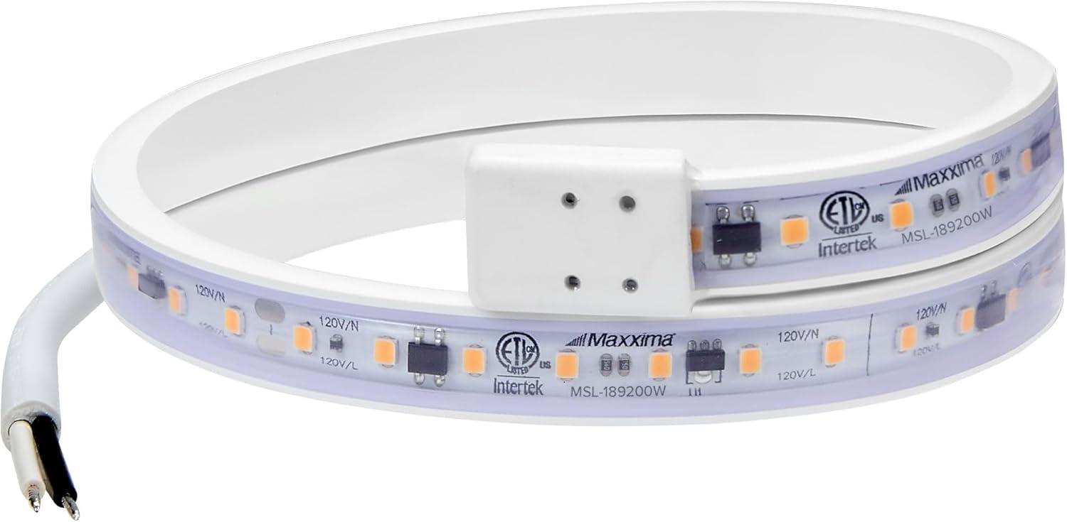 Maxxima 18 in. LED Under Cabinet Strip Light, Hardwired, 690 Lumens, 3000K Warm White, White, 120V Cove Light