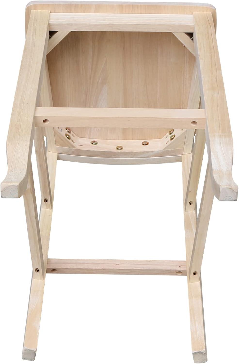 30" Double X-Back Counter Height Barstool Unfinished - International Concepts: Solid Wood, Armless