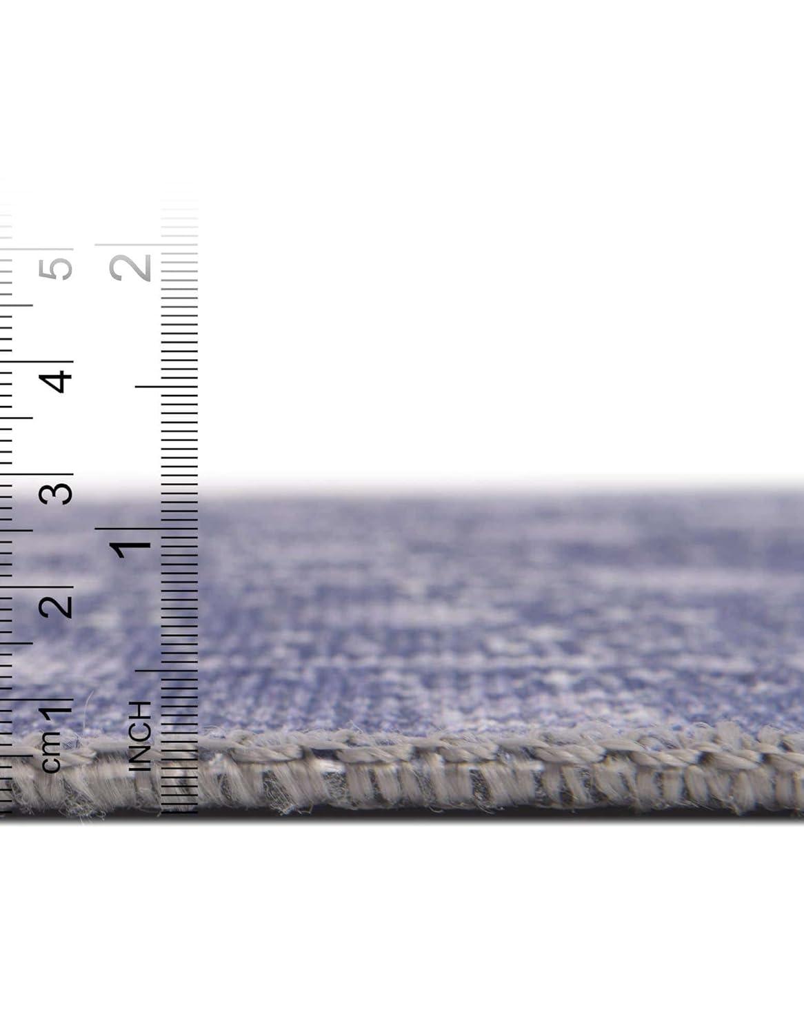 Elegant Blue Rectangular Synthetic Easy-Care Rug 5' x 8'