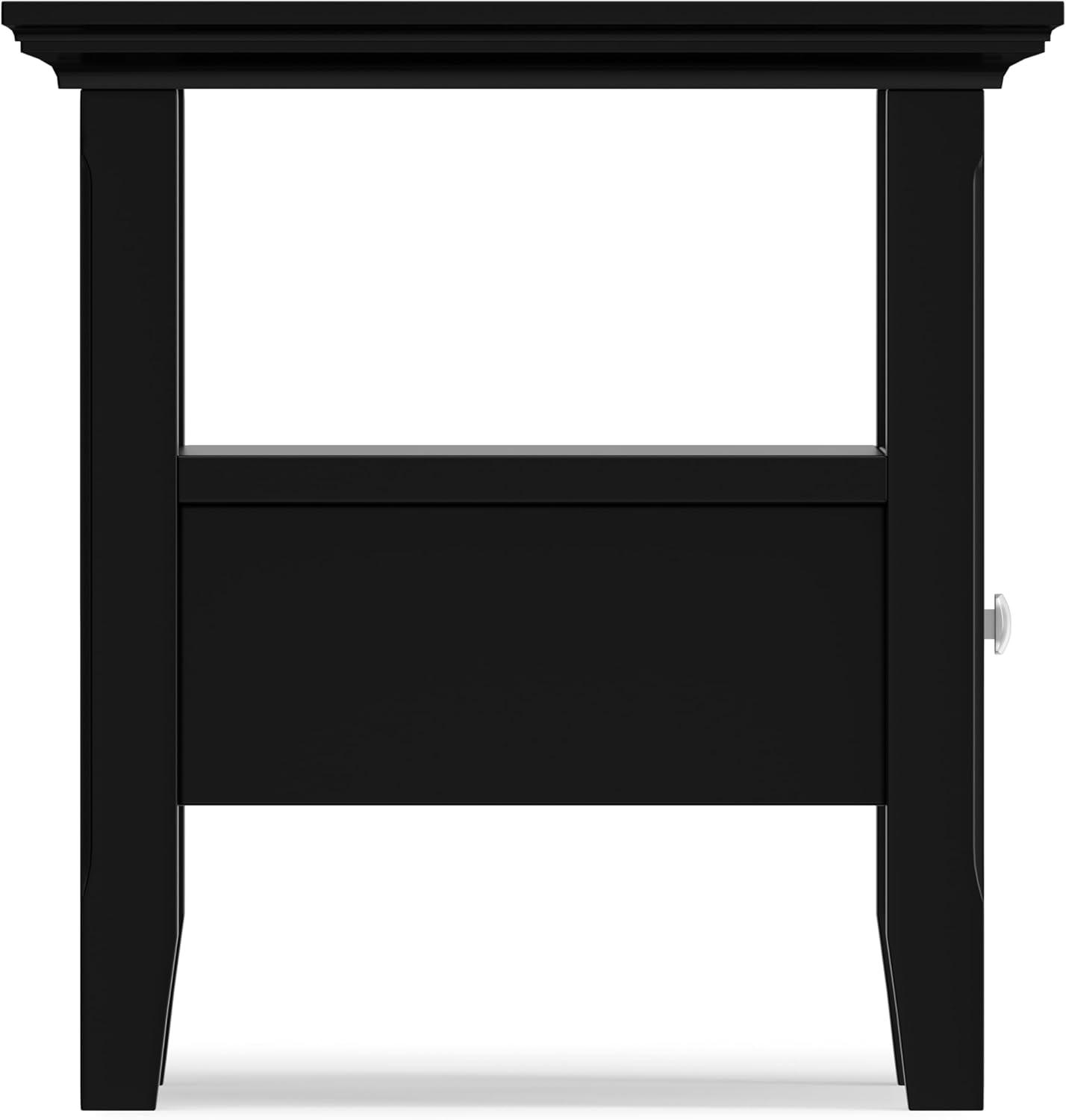 Simpli Home Acadian Solid Wood Transitional End Table with Drawer and Open Shelf