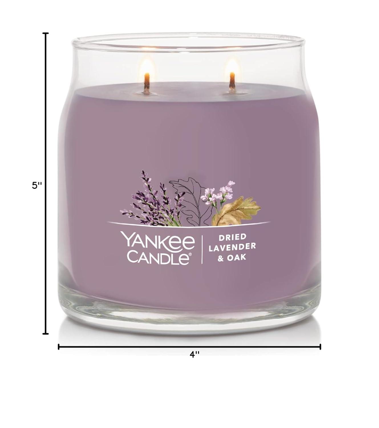 Yankee Candle Dried Lavender & Oak​ Scented, Signature 13oz Medium Jar 2-Wick Candle, Over 35 Hours of Burn Time