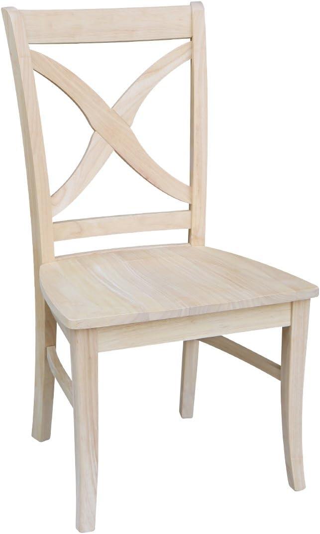 Set of 2 Vineyard Curved X Back Chair Unfinished - International Concepts: Solid Wood, High Back