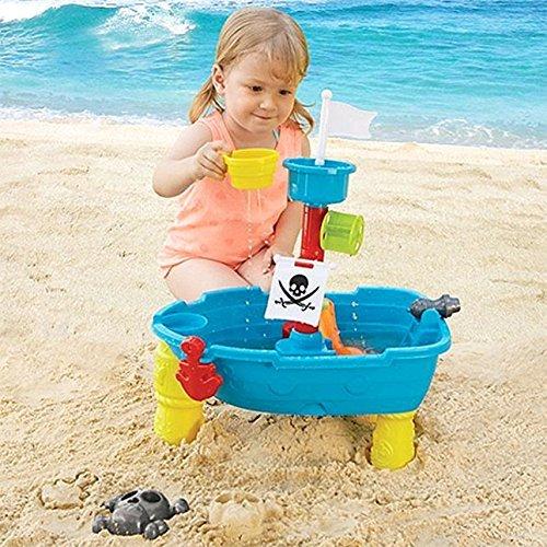 Beach Toy Pirate Ship Sandboxes 21 Pcs Sand Water Table for Boys Girls Toddlers + 3 Y Mundo Toys