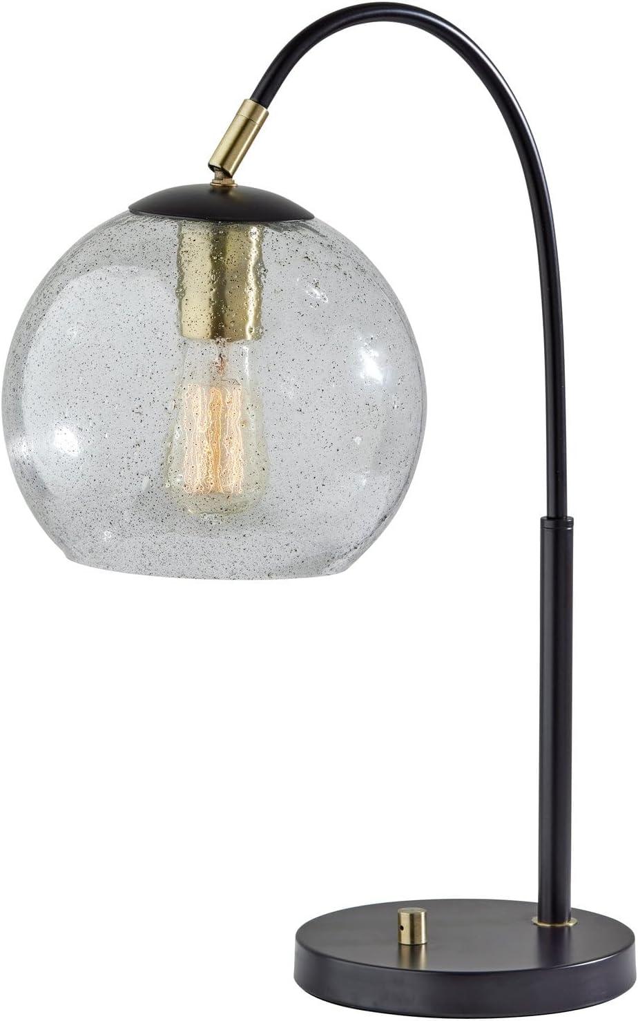 Edie 22" Adjustable Bronze Table Lamp with Glass Shade