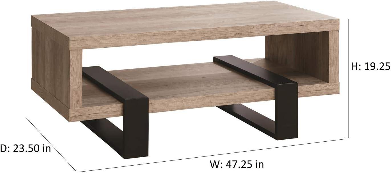 Gray Driftwood and Black Rectangular Wood Coffee Table