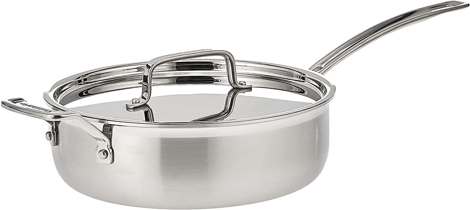 3.5 Quart Silver Stainless Steel Sauté Pan with Lid