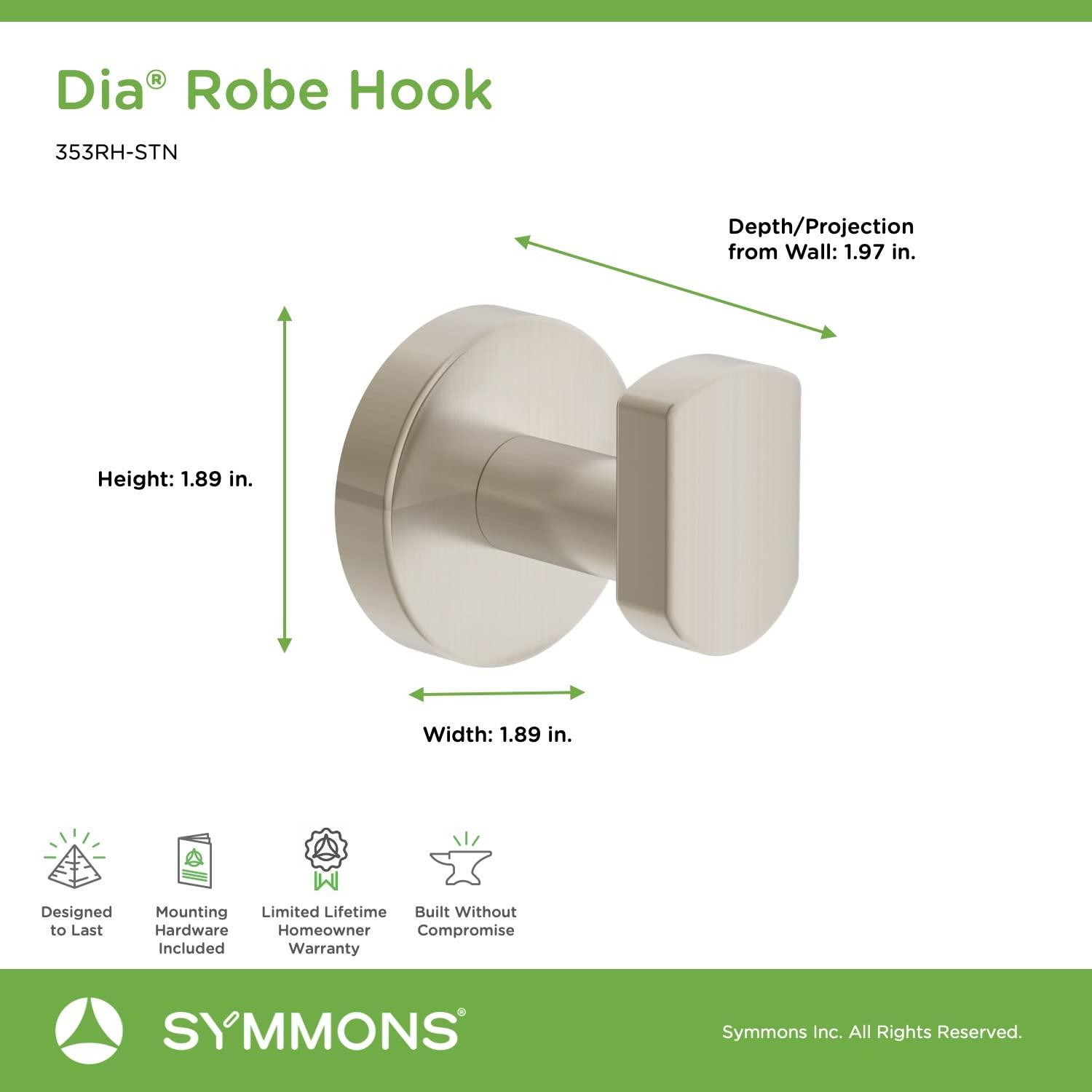 Dia Wall Mounted Robe Hook with Installation Hardware