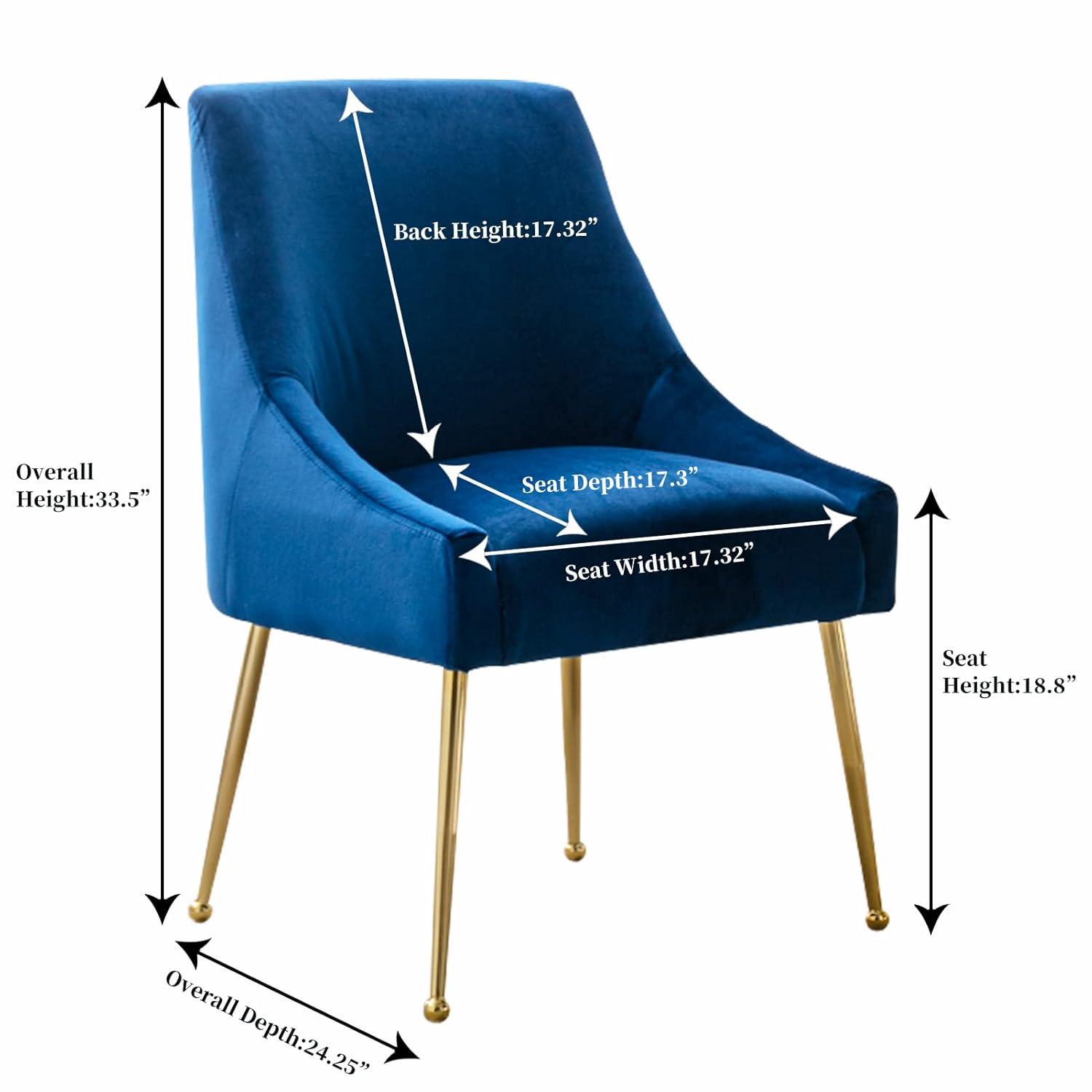 Home Beyond Velvet Upholstered Wing Back Parsons Chair with Golden Plated Legs, Accent Chairs with Contemporary Design for Living Room, Comfortable Armless Padded Chairs, Set of 2, VC-21B, Blue