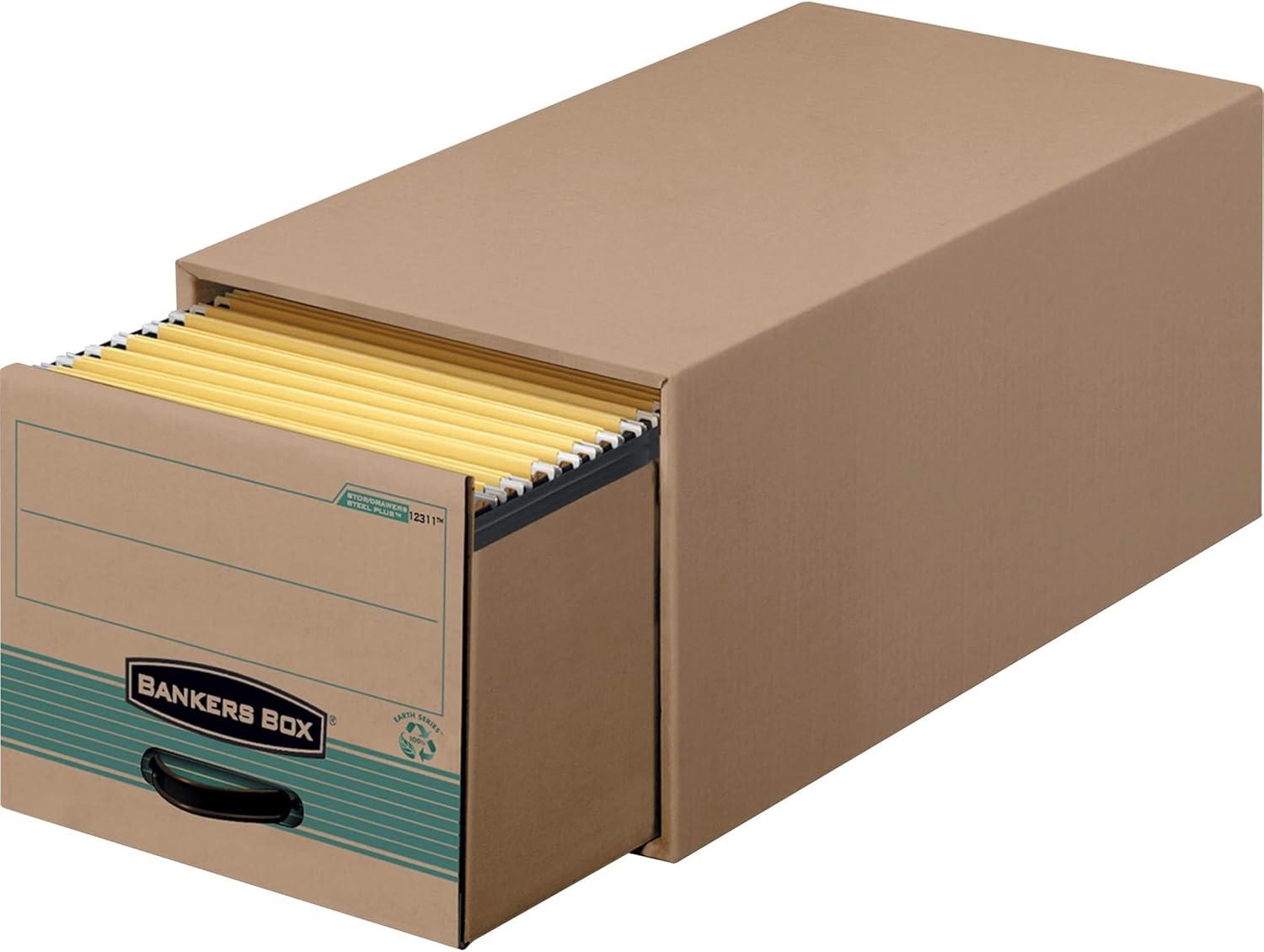 Bankers Box 1231101 14 in. x 25.5 in. x 11.5 in. STOR/DRAWER STEEL PLUS Letter Storage Drawers - Kraft/Green (6/Carton)