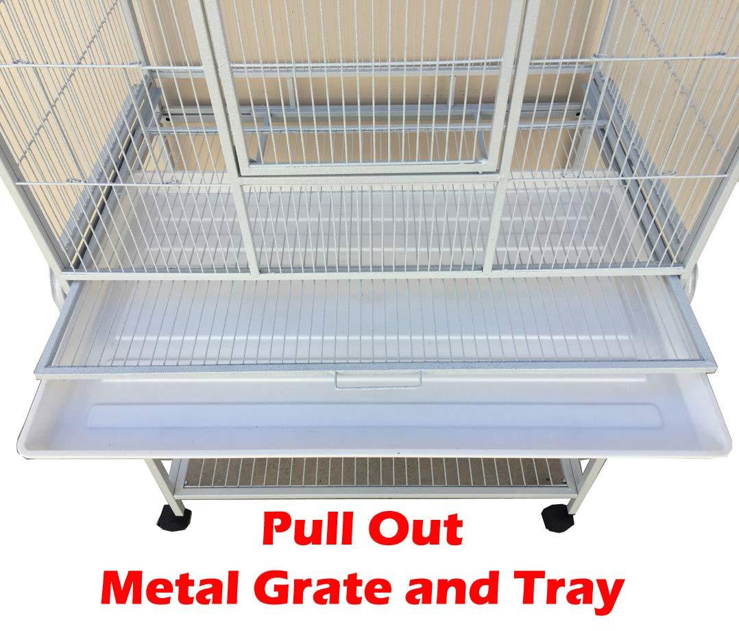 Pet Product 64" Extra Large Wrought Iron Breeding Bird Flight Cage Front Feeder Doors Side Breeding Nest Box Door Easy Clean Pull Out Tray with Removable Rolling Stand