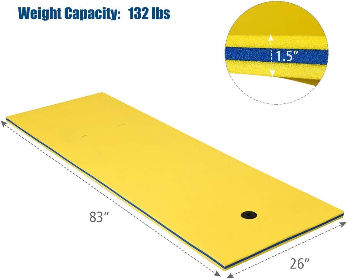 Costway 3-Layer Tear-Resistant Foam Floating Pad Island Water Sports Relaxing Yellow