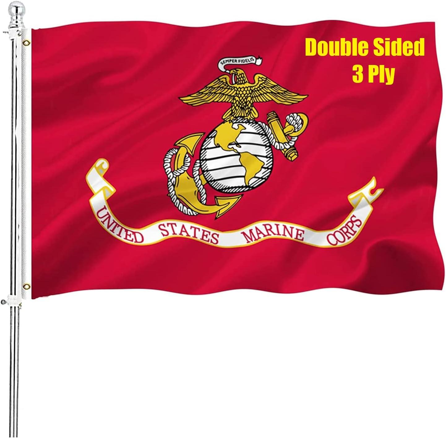 US Marine Corps Red Heavy Duty Polyester Flag 3x5 with Brass Grommets