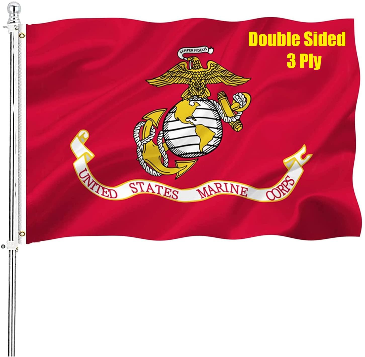 US Marine Corps Red Heavy Duty Polyester Flag 3x5 with Brass Grommets