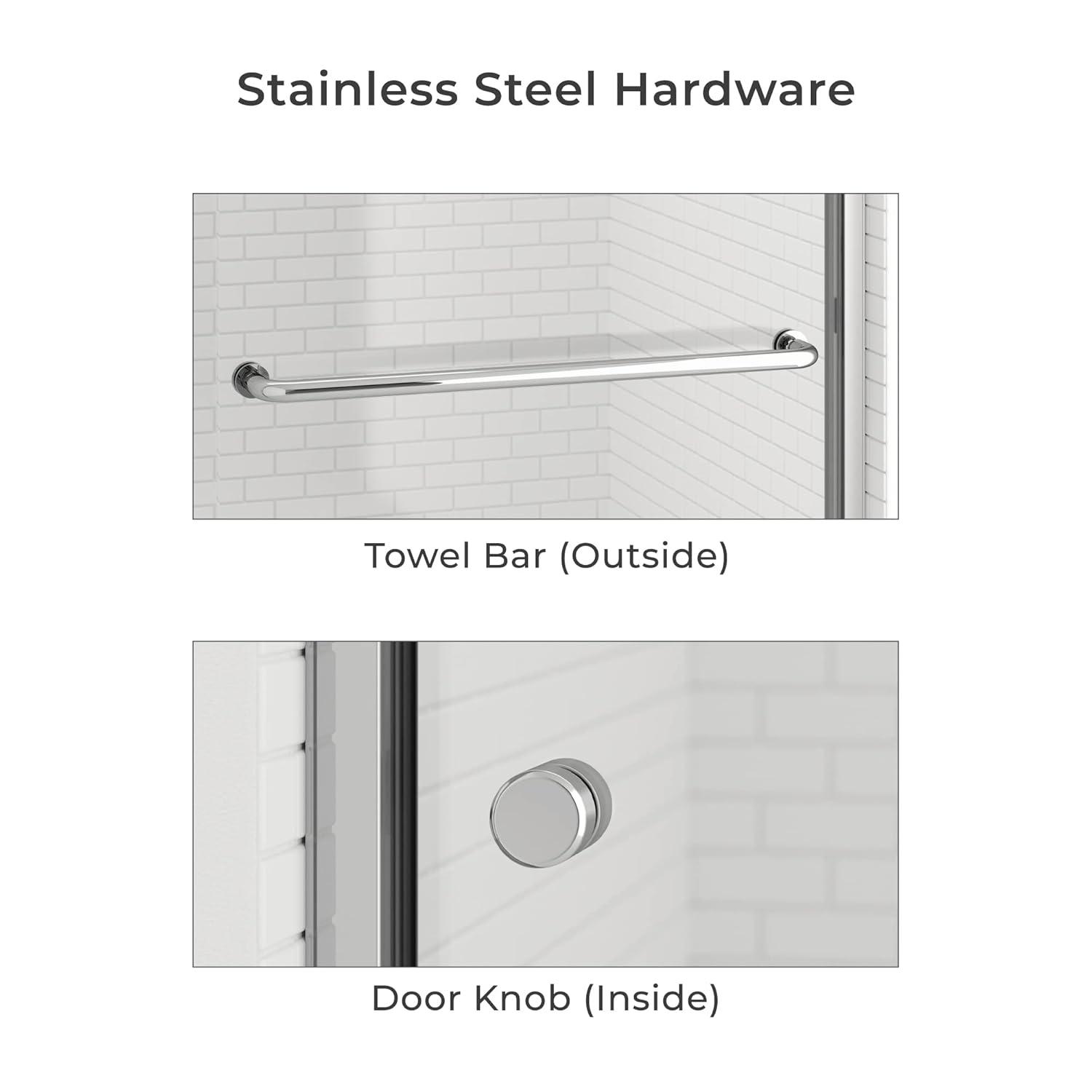 44"- 48" W, 75" H Double Sliding Semi-Frameless with Fixed Glass Panel 48" W x 75" H Shower Door