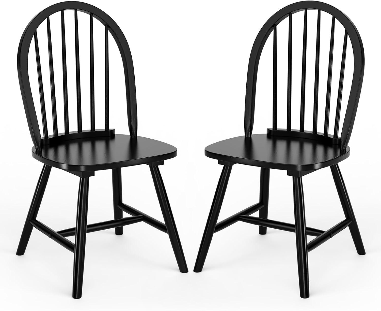 Costway Set of 2 Vintage Windsor Dining Side Chair Wood Spindleback Kitchen Room White