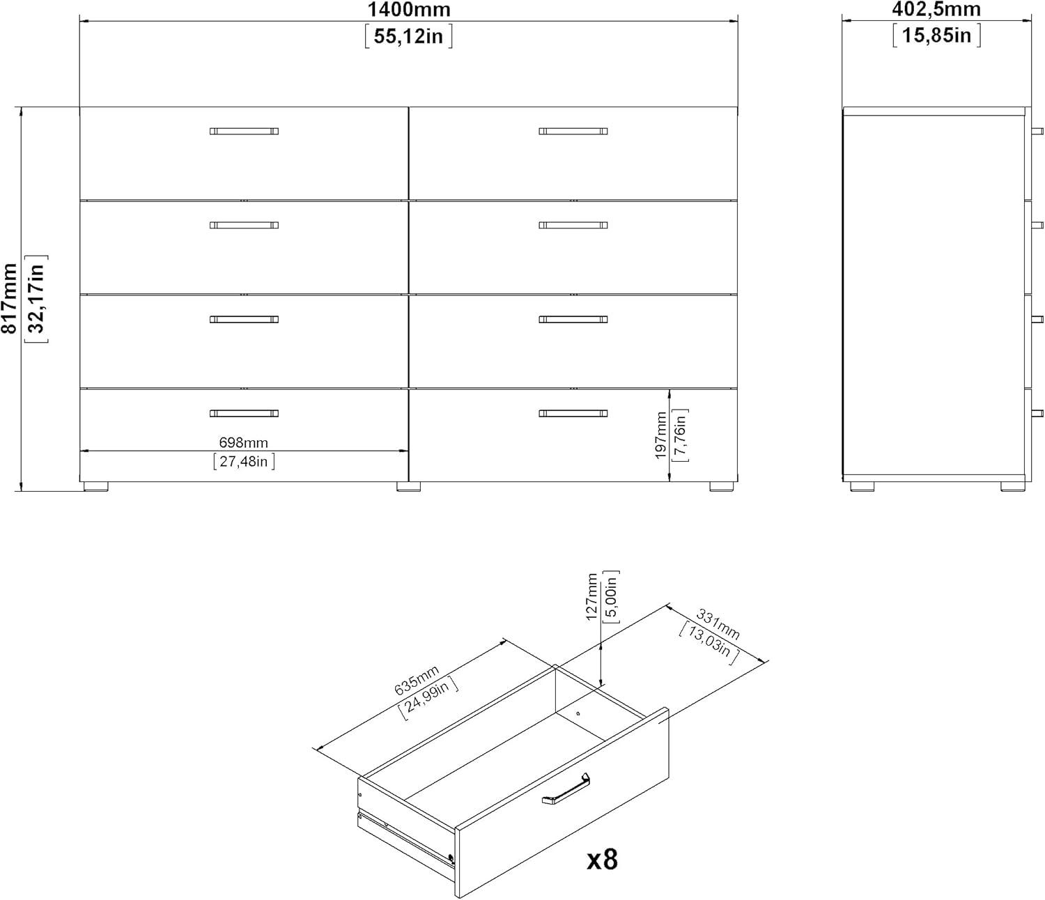 Dark Chocolate 8-Drawer Double Dresser with Streamlined Hardware