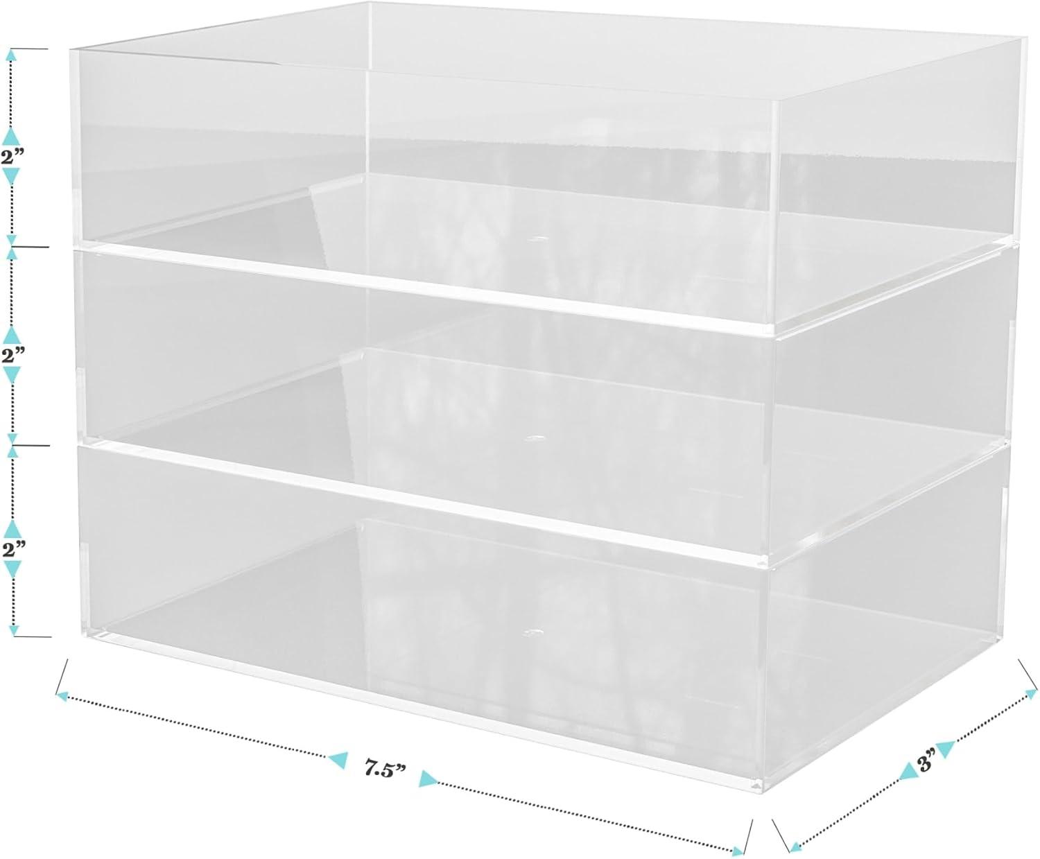 Clear Stack and Slide Plastic Desktop Organizer Tray, 3 Pack