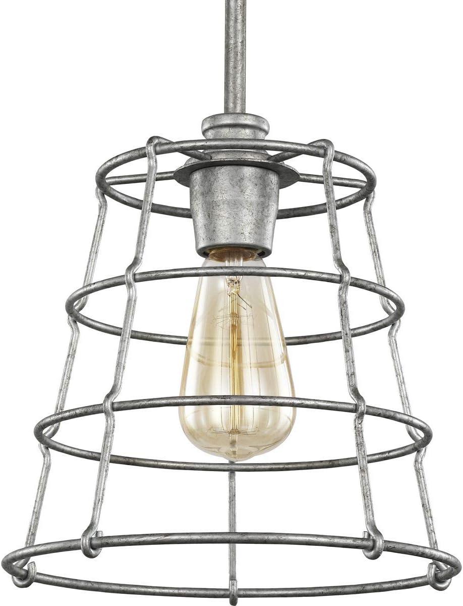 Progress Lighting, Chambers Collection, 1-Light Mini Pendant, Galvanized, Wire-Frame Shade