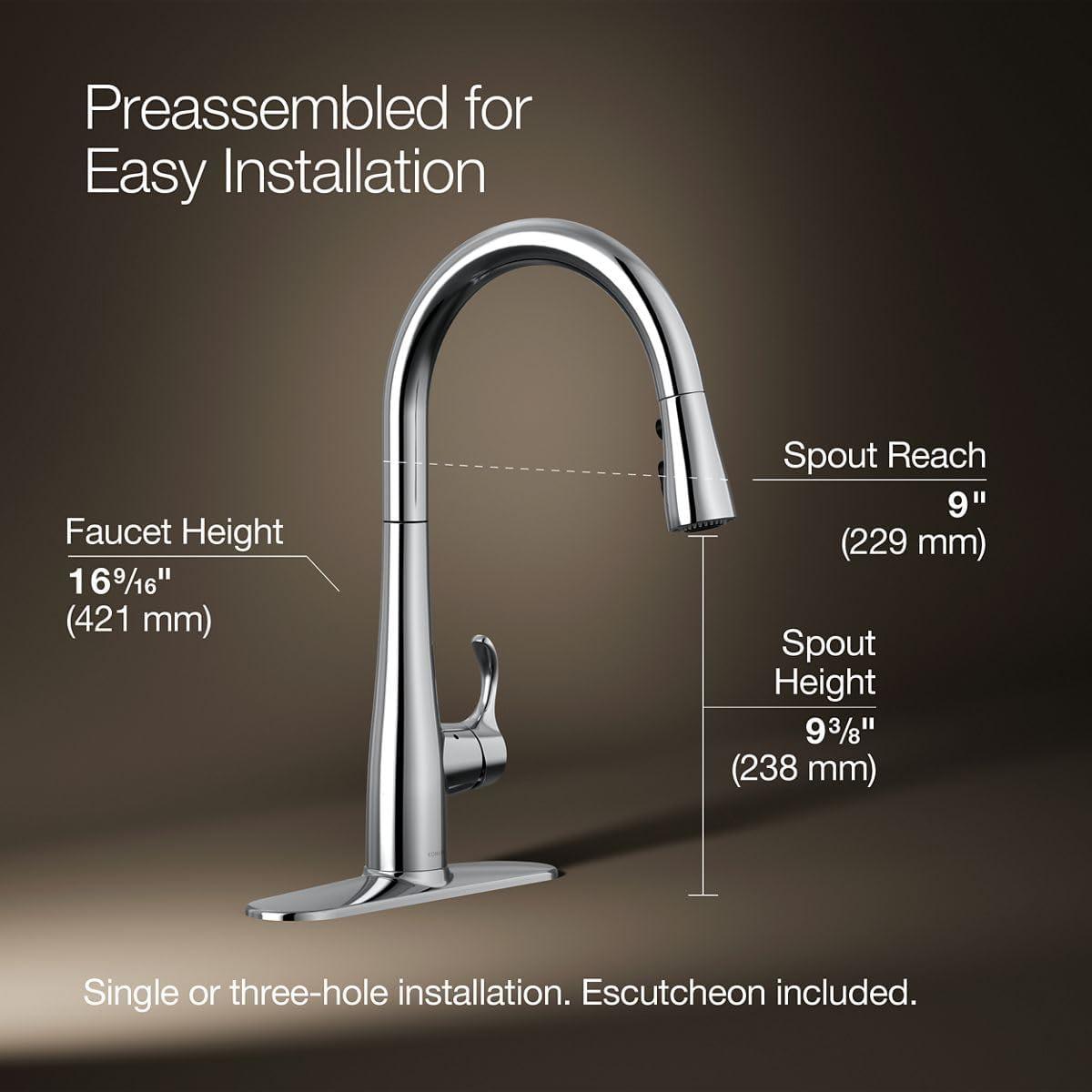 Simplice Touchless Pull-Down Kitchen Sink Faucet with Three-Function Sprayhead