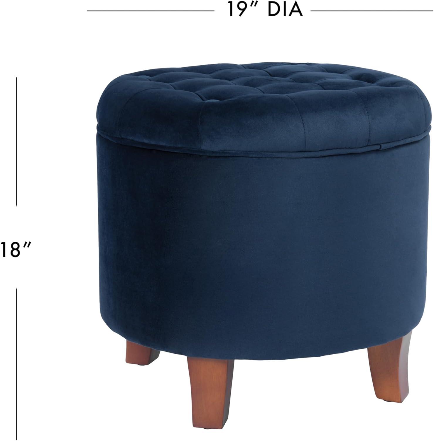 Large Round Button Tufted Storage Ottoman - HomePop