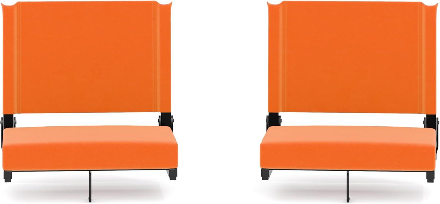 Flash Furniture Set of 2 Grandstand Comfort Seats by Flash - 500 lb. Rated Lightweight Stadium Chair with Handle & Ultra-Padded Seat, Orange