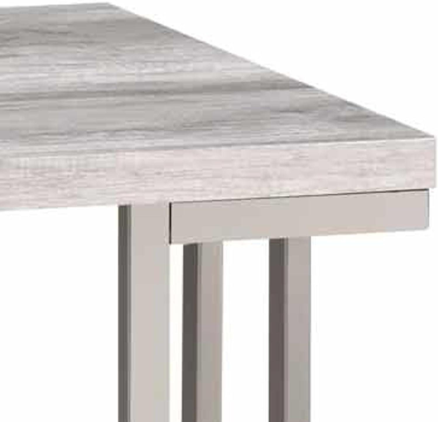 David End Table Gray Driftwood/Metal - Steve Silver Co.: Pewter Iron Base, Square Shape, No Tools Assembly