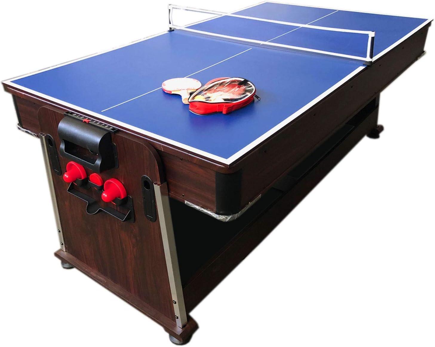 7ft Multi-Game Green Pool, Air Hockey, Ping Pong, Dining Table