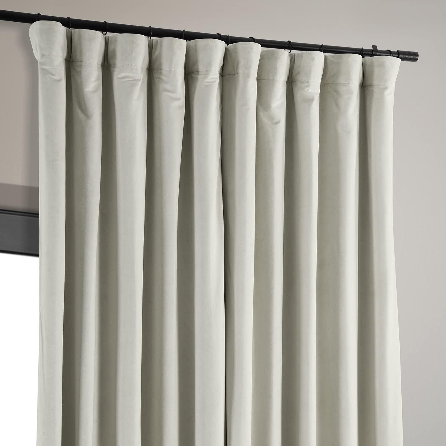 Signature Warm Off White Extra Wide Velvet Blackout Curtain (1 Panel), Warm Off White, 100W X 96L