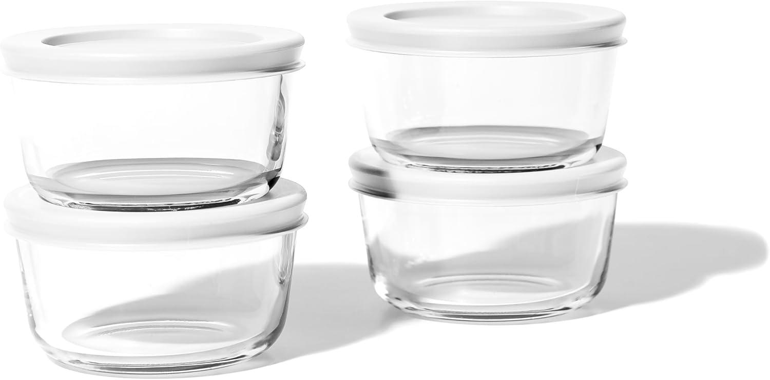 Dura Culina® 8pc 1 Cup Size Glass Food Round Storage Set - White