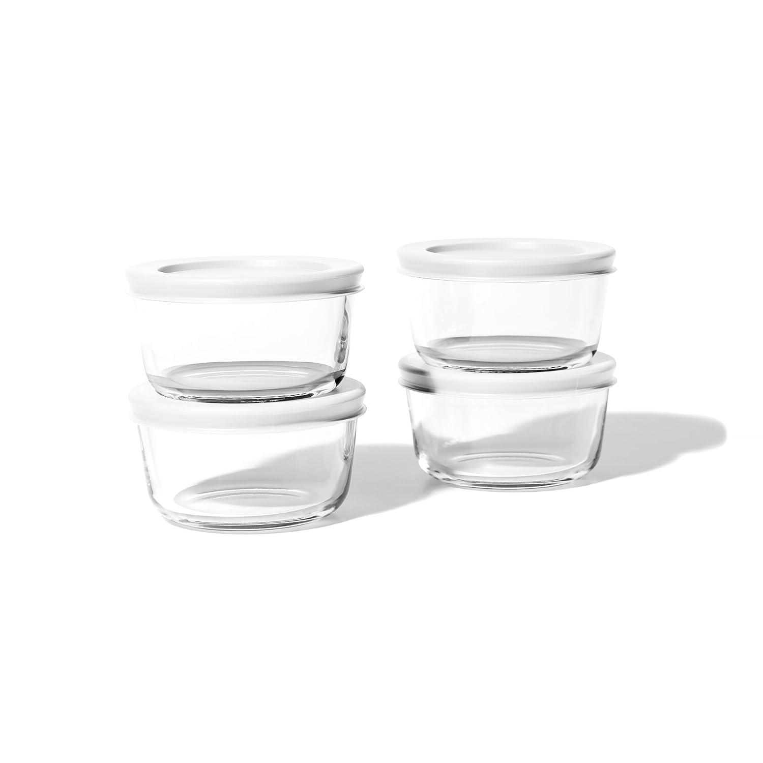 Dura Culina® 8pc 1 Cup Size Glass Food Round Storage Set - White