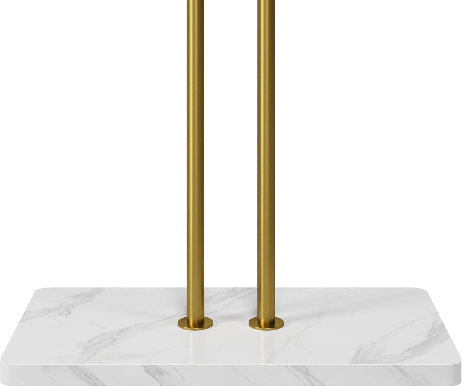 HOMEFORT Coat Rack, Freestanding Metal Coat Racks, Double-pole Clothes Hat Stand with 5 Hooks for Closet, Bedroom, Entryway, Living Room, Gold