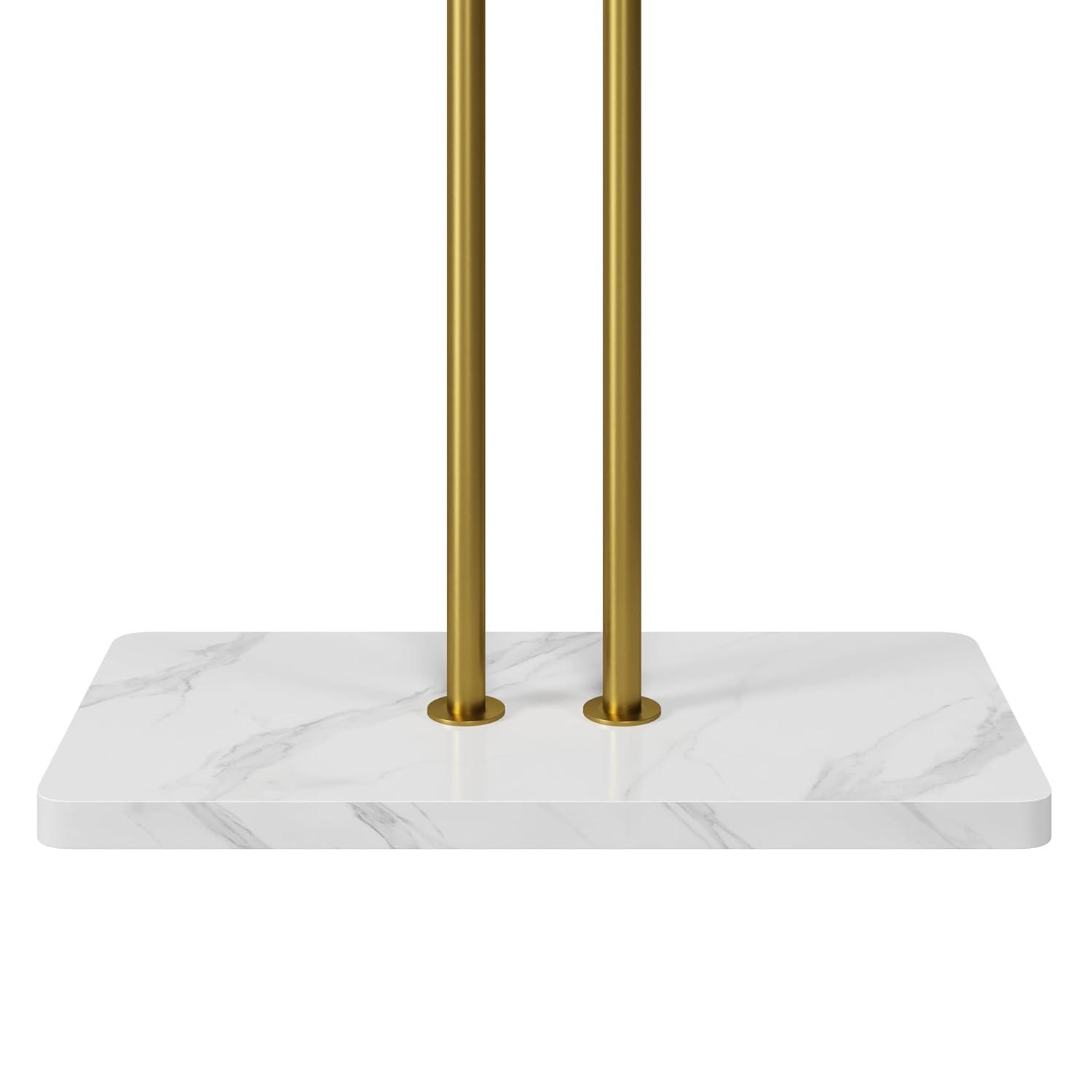 HOMEFORT Coat Rack, Freestanding Metal Coat Racks, Double-pole Clothes Hat Stand with 5 Hooks for Closet, Bedroom, Entryway, Living Room, Gold