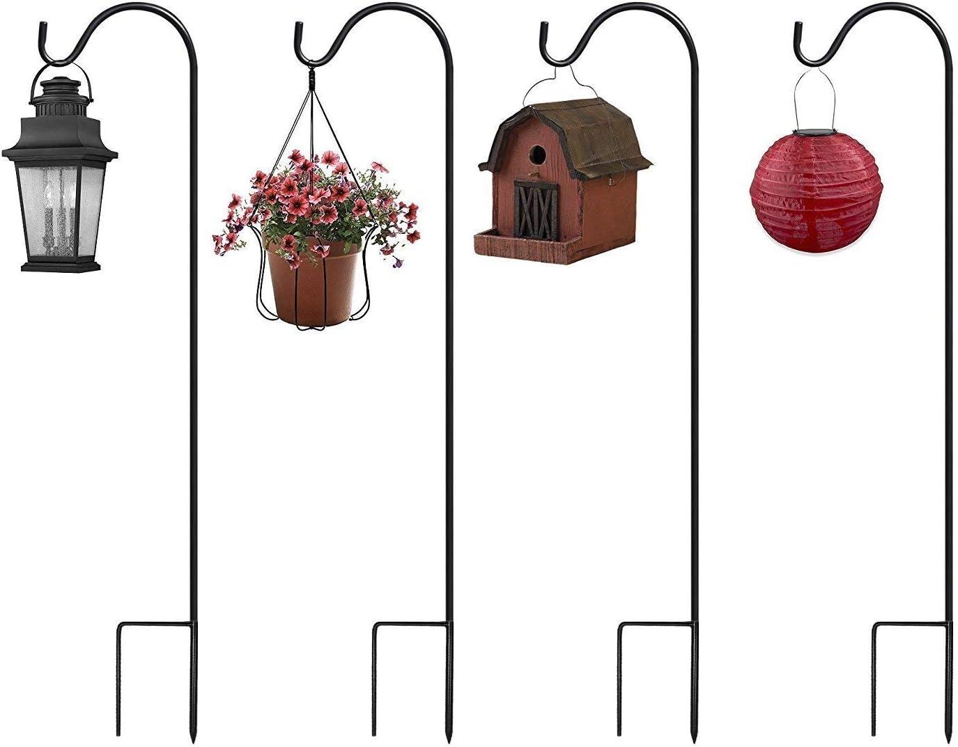Sorbus Shepherd's Hooks - Set of 4 Extendable Garden Planter Stakes for Bird Feeders, Outdoor D cor, Plants, Lights, Lanterns, Flower Baskets, and More! Heavy Duty - Up to 6.5 Lbs. (4 Pack)