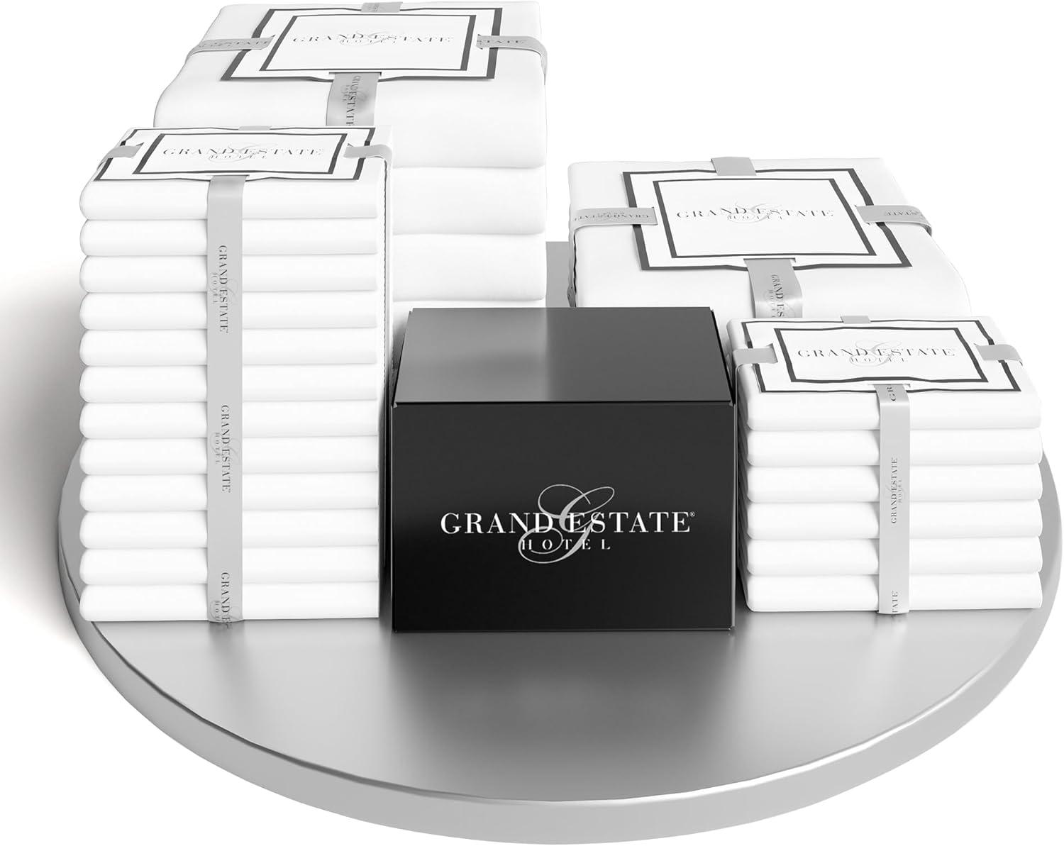 Twin Flat Sheets Bulk Pack- 6 Pcs Cotton Rich White Sheets for Hotels, Spa, Salon, Hospitals, Dorms, Air Bnb by Grand Estate Hotel