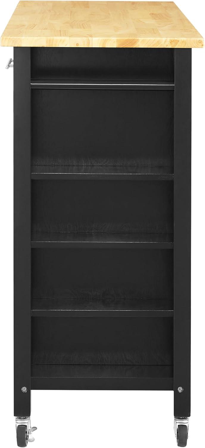 Crosley Savannah Wood Top Kitchen Island Cart in Black