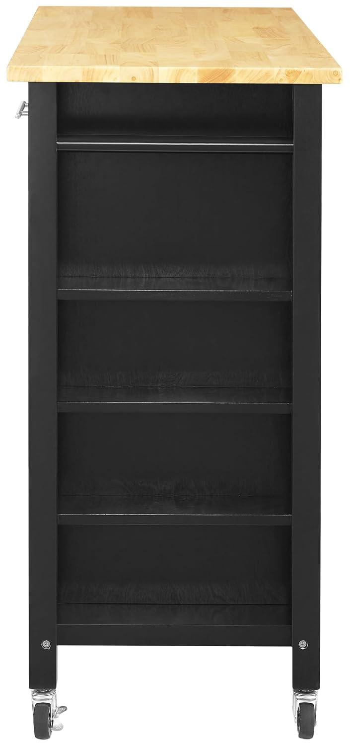 Crosley Savannah Wood Top Kitchen Island Cart in Black