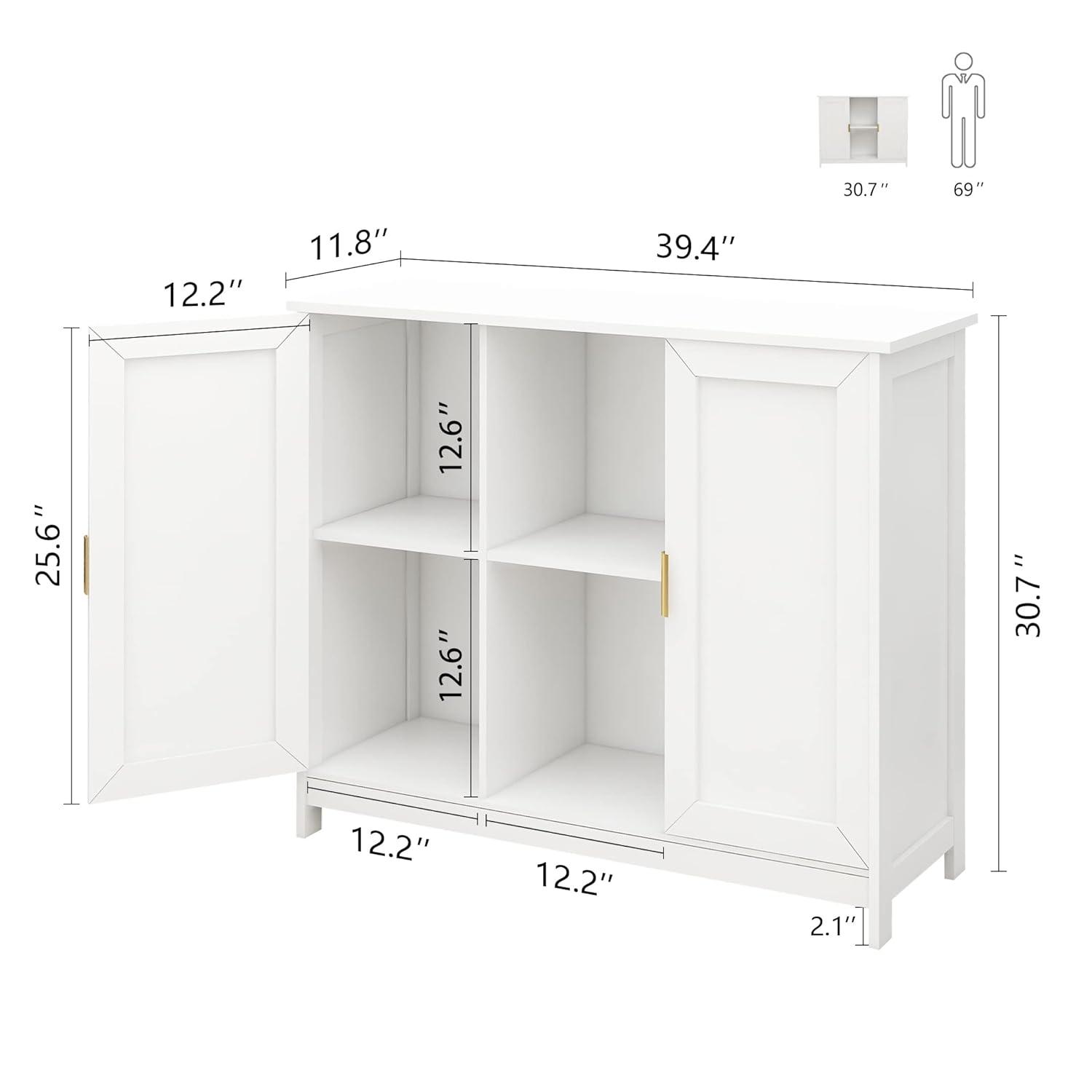 TaoHFE White Storage Cabinet, Credenza Buffet Cabinet Wooden Coffee Bar Cabinet Buffet Table White Sideboard Thin Cabinet for Narrow Spaces Entry Cabinet Hallway Cabinet for Kitchen