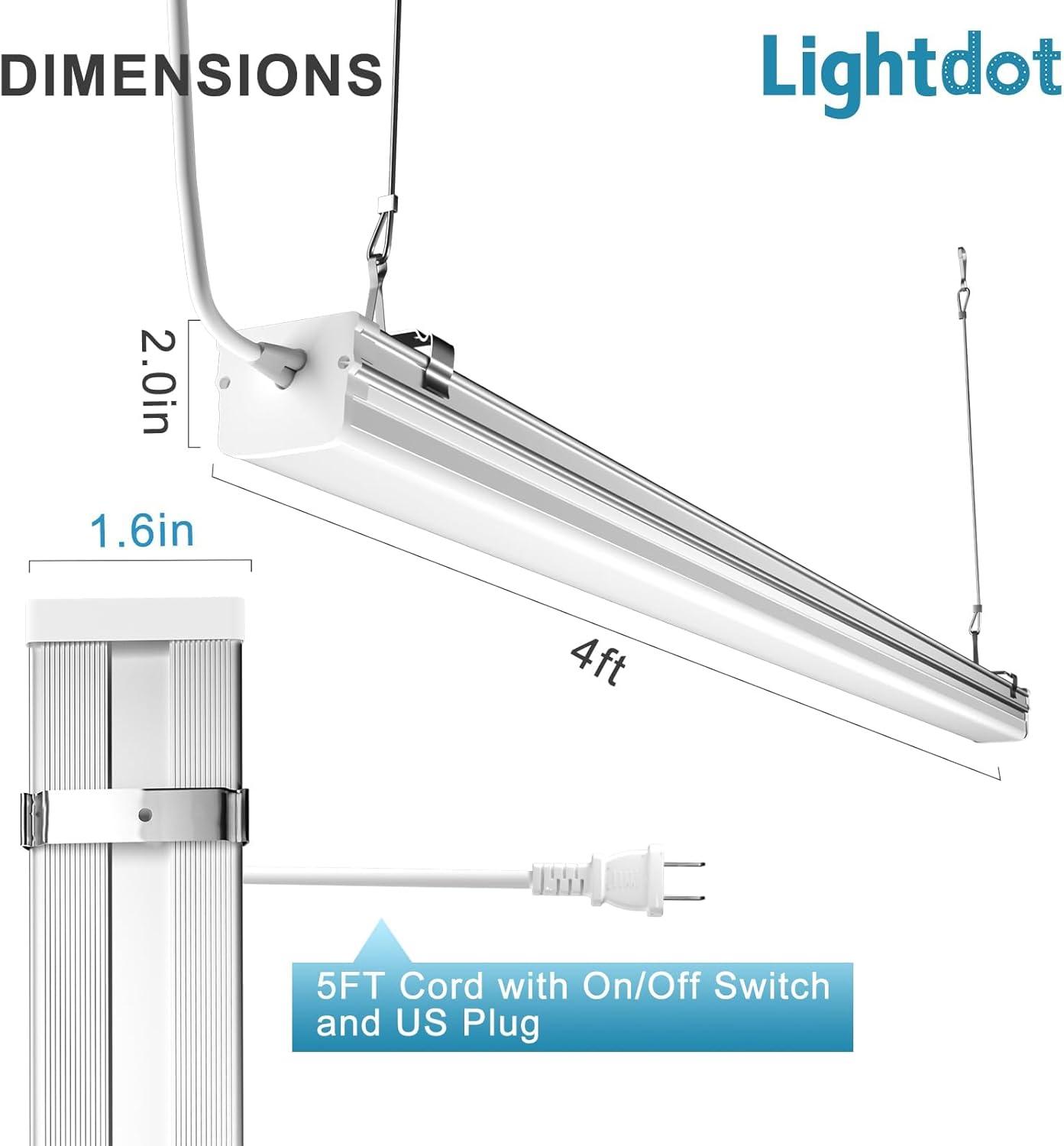 48-Inch Aluminum LED Shop Light with On/Off Switch, 6-Pack