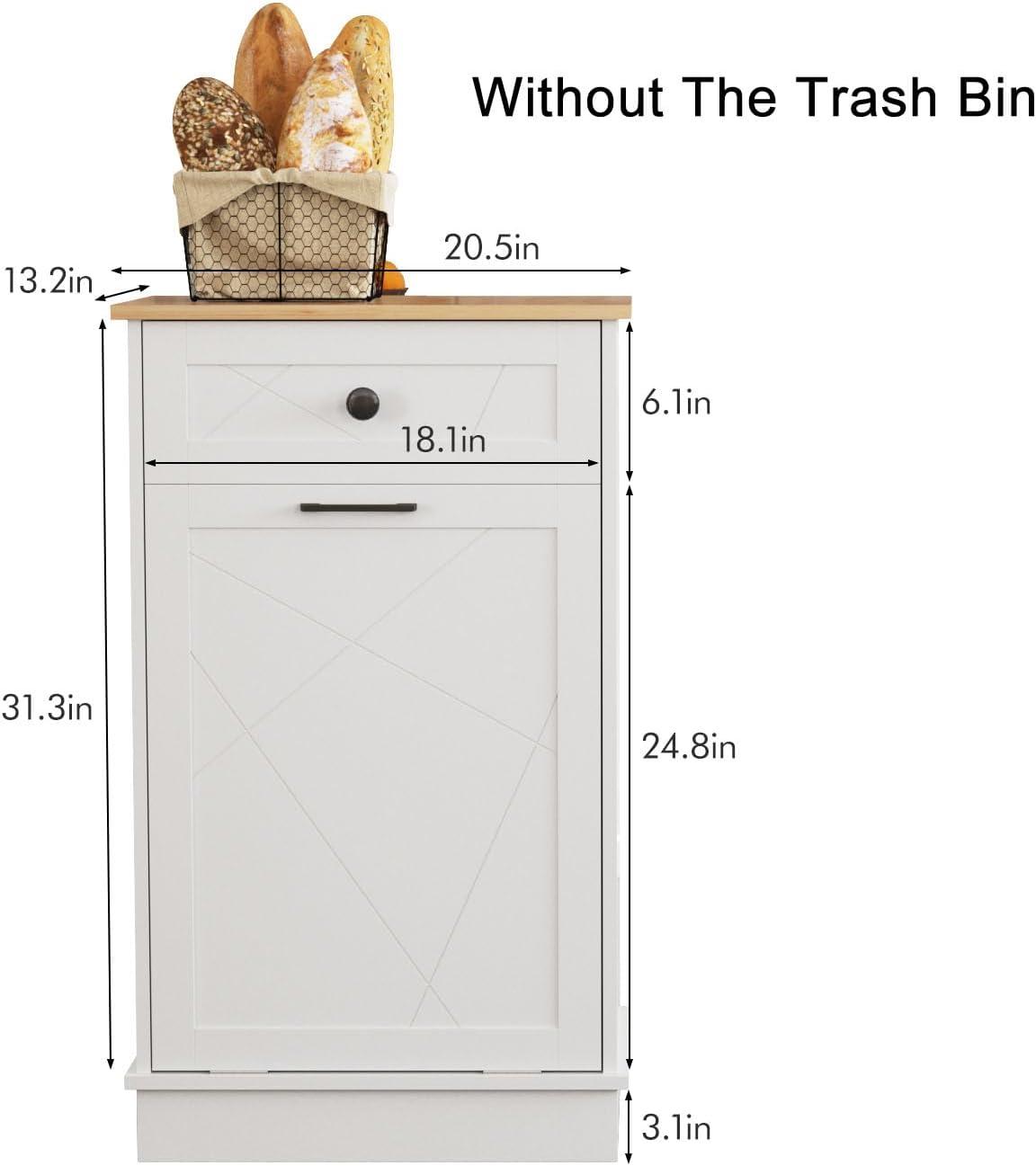 Vabches Kitchen Dual Tilt Out Trash Cabinet , Wood 10 Gal Garbage Cans Holder Drawers, White