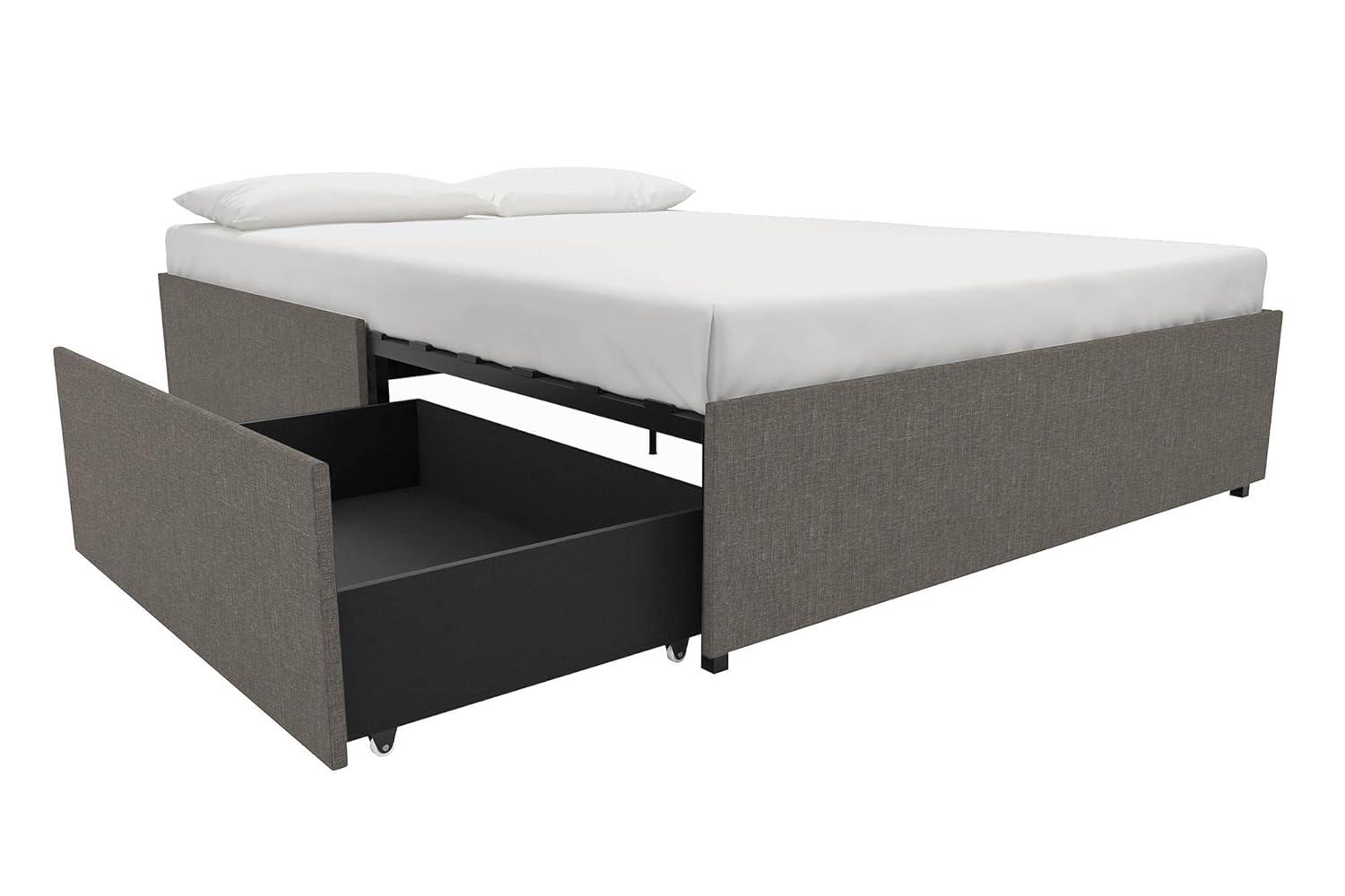 DHP Maven Platform Bed with Storage, Full, Gray Linen