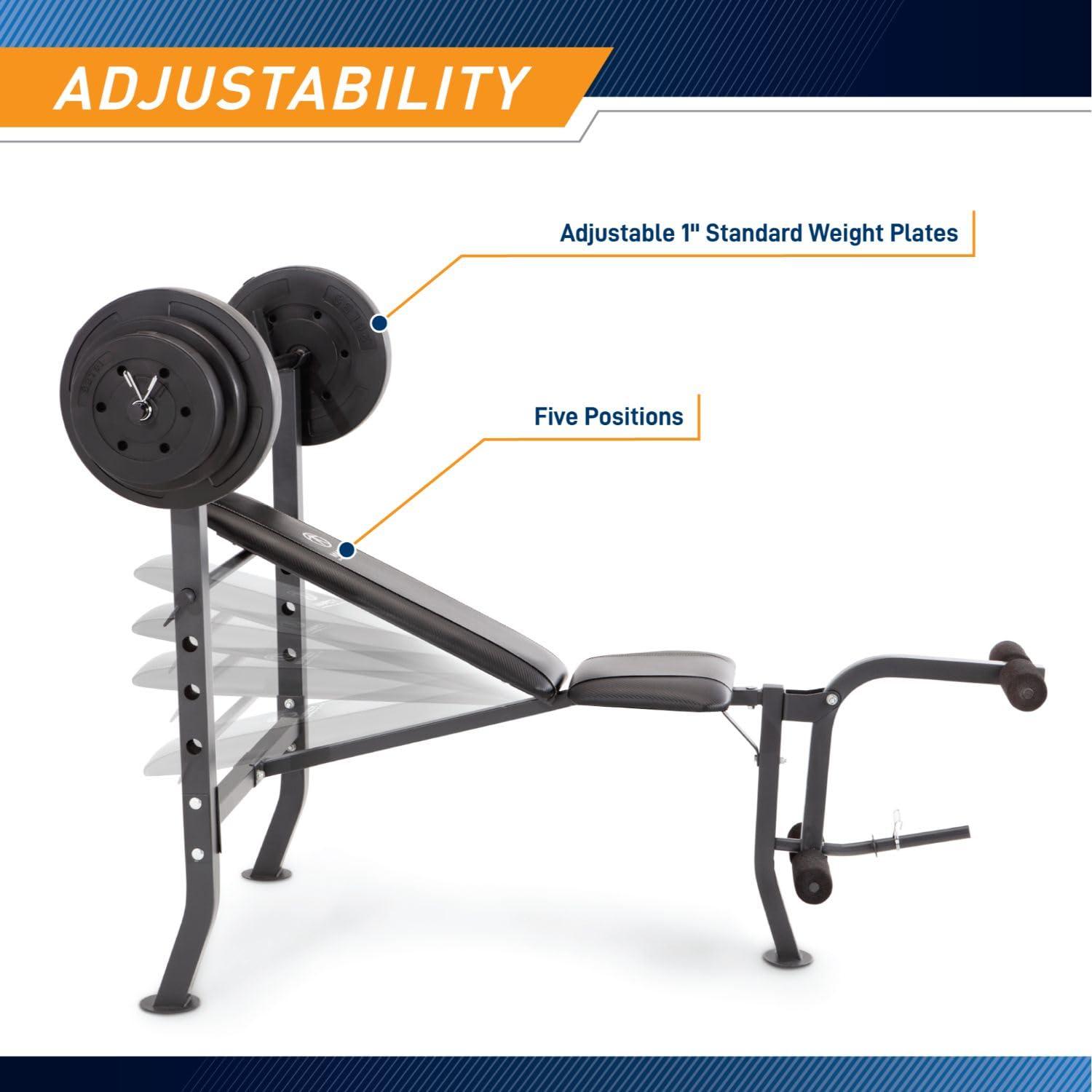 Marcy Pro Marcy Standard Bench with 100 Lb. Weight Set MD-2082W
