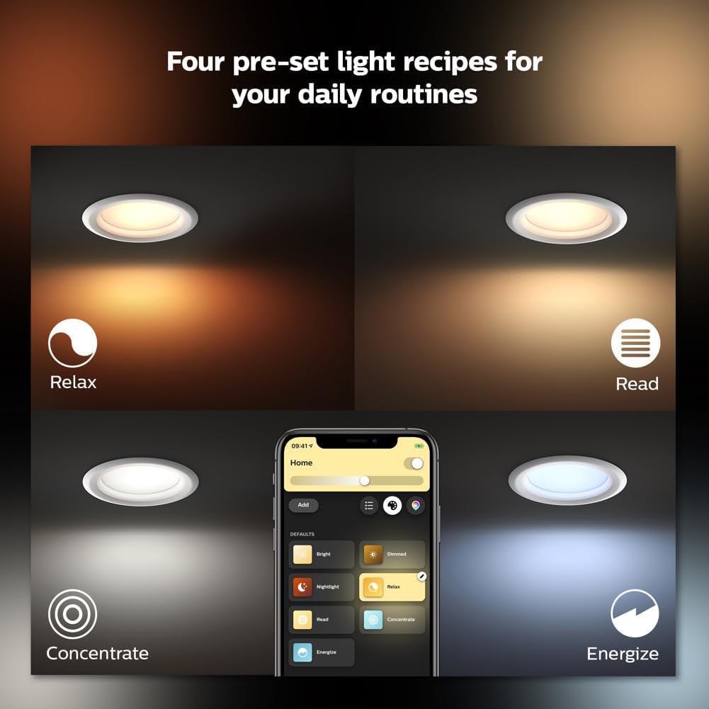 Philips Hue White and Color Ambiance Bluetooth 5/6" High Lumen Recessed Downlight